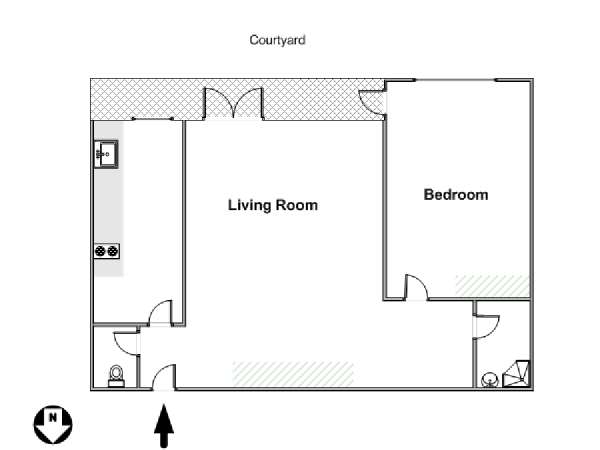 Paris 1 Bedroom apartment - apartment layout  (PA-2956)