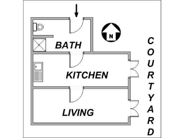 Paris Studio accommodation - layout Paris Studio accommodation - layout