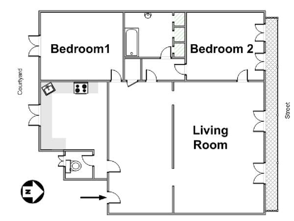Paris T3 appartement location vacances - plan sch&eacute;matique  (PA-2961)