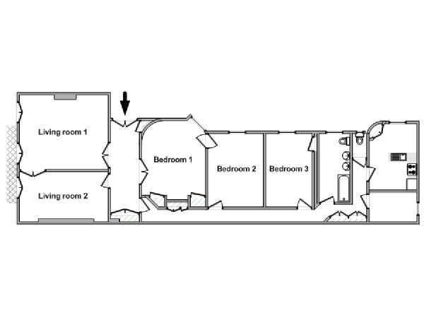Paris 3 Zimmer wohnungsvermietung - layout  (PA-2962)