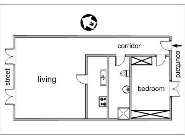 Paris 2 Zimmer wohnungsvermietung - layout  (PA-2969)