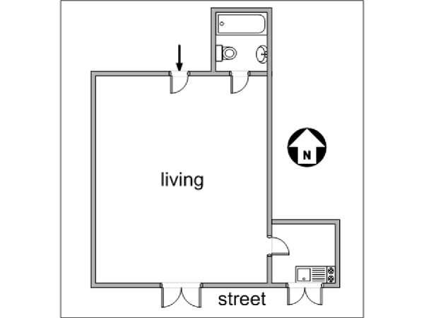 Parigi Monolocale appartamento - piantina approssimativa dell' appartamento  (PA-2978)