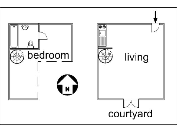  Paris Studio accommodation - apartment layout (PA-2982)