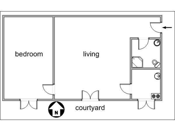 Paris 1 Bedroom apartment - layout 