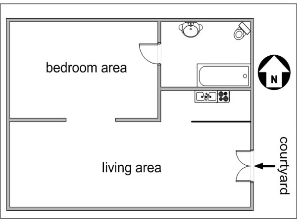Paris Studio/T1 appartements location vacances - plan schématique Paris Studio/T1 appartements location vacances - plan schématique