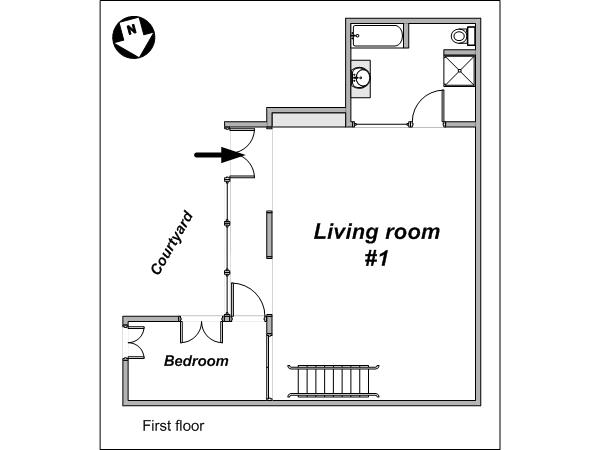 Paris 1 Bedroom - Duplex accommodation - layout 1 (PA-3015)
