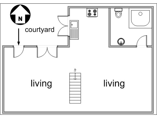 Paris Studio/T1 - Duplex appartements location vacances - plan sch&eacute;matique 1
