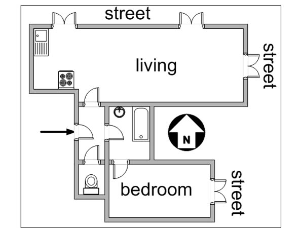 Paris 1 Bedroom apartment - layout 