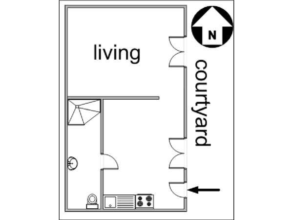 Paris Studio/T1 logements location appartements - plan schématique (PA-3087) Paris Studio/T1 logements location appartements - plan schématique (PA-3087)