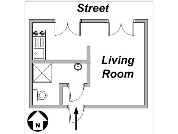 Paris Studio/T1 appartements location vacances - plan schématique Paris Studio/T1 appartements location vacances - plan schématique