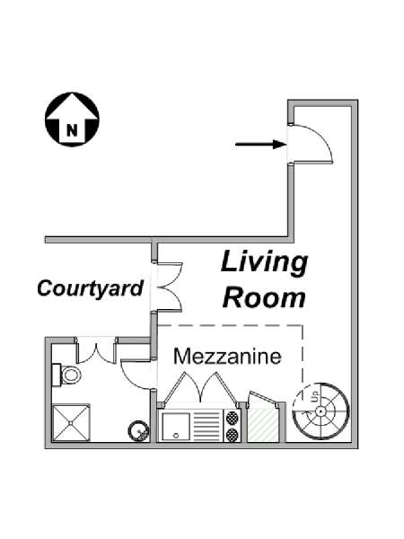 Paris Studio accommodation - apartment layout  (PA-3093)