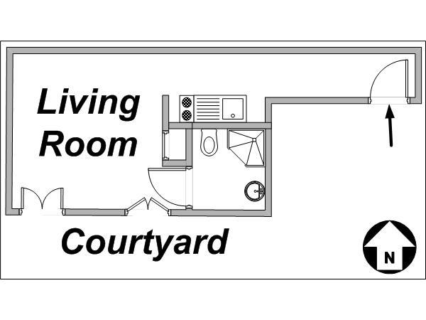 Paris Studio accommodation - layout 