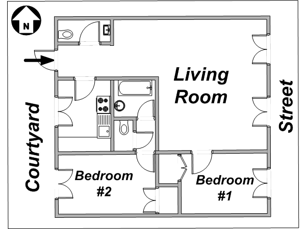 Paris 2 Bedroom accommodation - layout Paris 2 Bedroom accommodation - layout