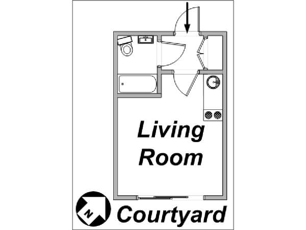 Paris Studio apartment - layout (PA-3122) Paris Studio apartment - layout (PA-3122)