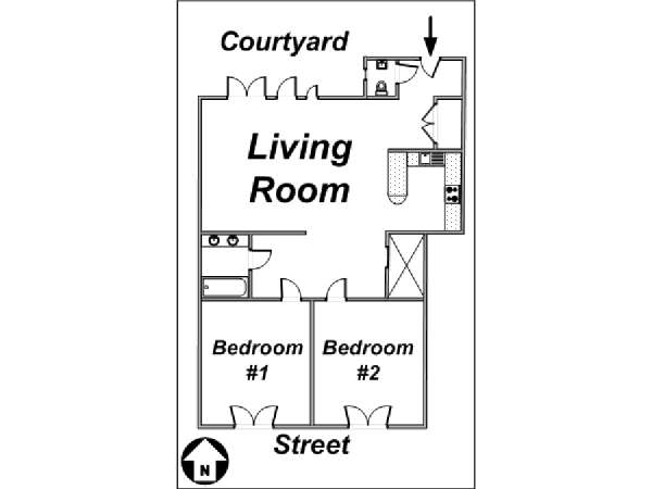 Paris 2 Bedroom accommodation - layout (PA-3142) Paris 2 Bedroom accommodation - layout (PA-3142)