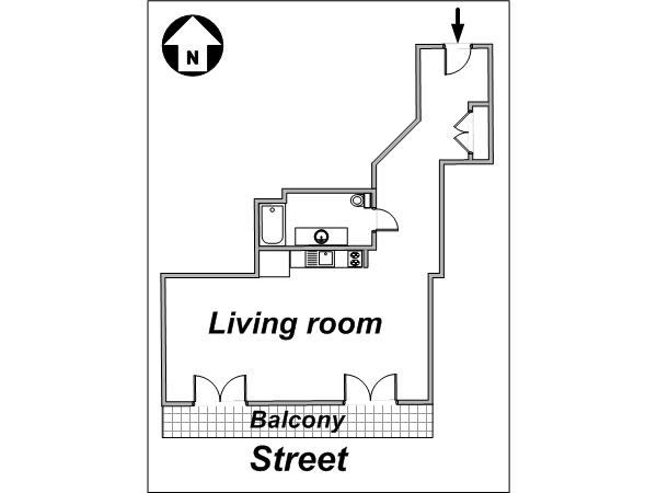 Paris Studio accommodation - layout Paris Studio accommodation - layout
