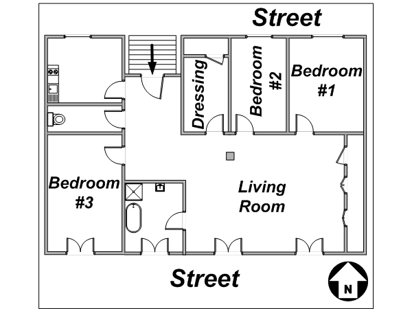 Paris T4 logements location appartements - plan schématique (PA-3149) Paris T4 logements location appartements - plan schématique (PA-3149)
