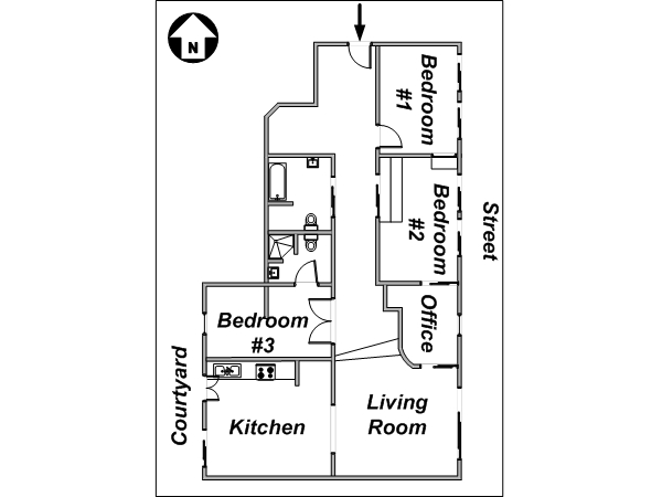 Paris T4 appartements location vacances - plan schématique (PA-3153) Paris T4 appartements location vacances - plan schématique (PA-3153)