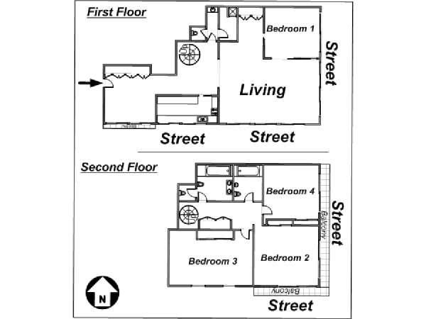 Paris 4 Bedroom - Duplex accommodation - layout Paris 4 Bedroom - Duplex accommodation - layout