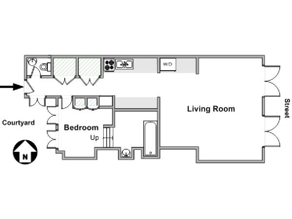 Paris 1 Bedroom apartment - apartment layout  (PA-3155)