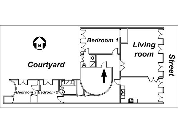 Parigi 3 Camere appartamento casa vacanze - layout 