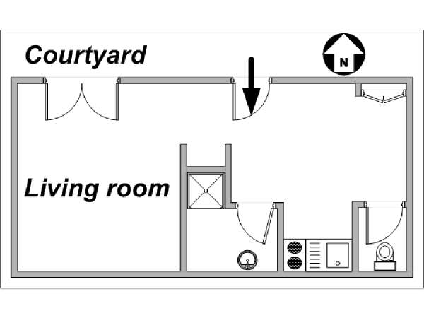 París Estudio con alcoba apartamento - esquema París Estudio con alcoba apartamento - esquema
