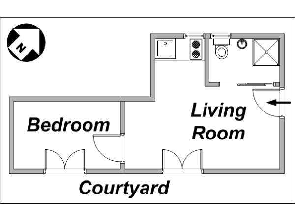 Paris 1 Bedroom apartment - apartment layout  (PA-3185)