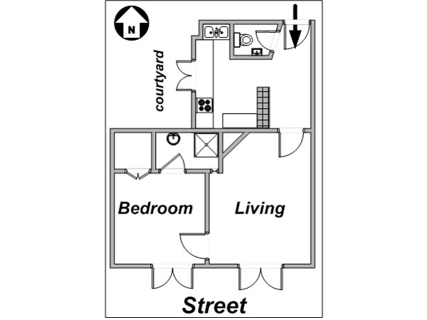 Paris T2 logements location appartements - plan schématique (PA-3187) Paris T2 logements location appartements - plan schématique (PA-3187)