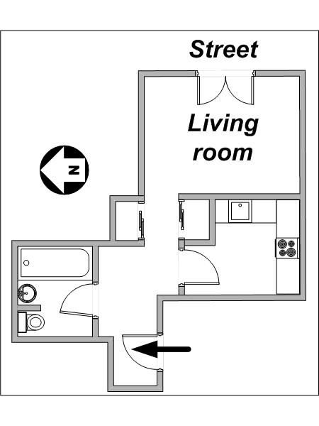 Paris Studio accommodation - layout (PA-3188) Paris Studio accommodation - layout (PA-3188)