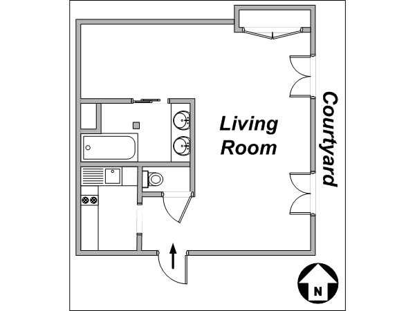 Paris Studio accommodation - layout  (PA-3201)