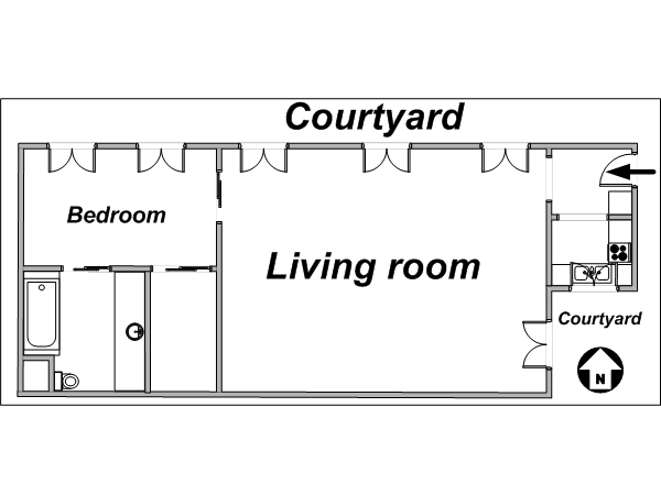Paris T2 logements location appartements - plan sch&eacute;matique  (PA-3203)