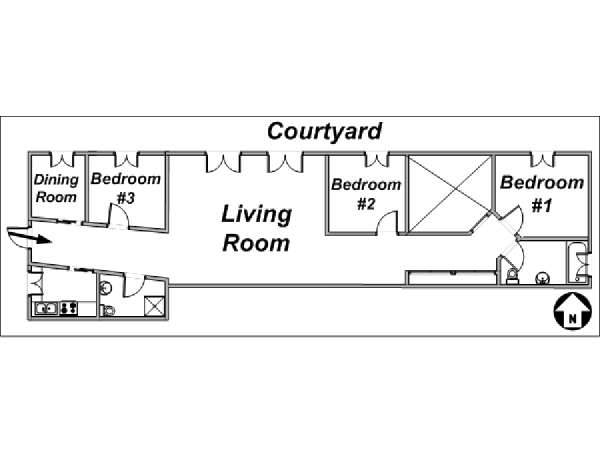 Paris 3 Bedroom accommodation - layout Paris 3 Bedroom accommodation - layout