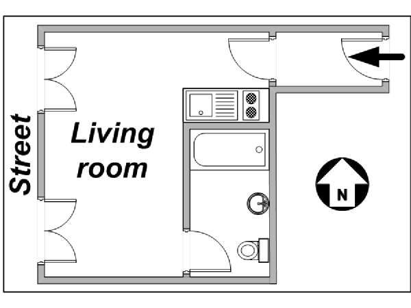 Paris Studio apartment - layout (PA-3215) Paris Studio apartment - layout (PA-3215)
