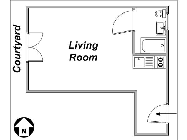 Paris Studio/T1 appartements location vacances - plan sch&eacute;matique  (PA-3217)