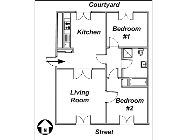 Parigi 2 Camere appartamento casa vacanze - layout  (PA-3218)