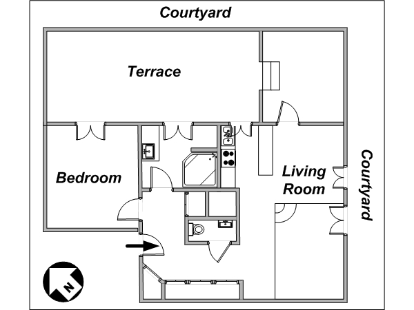 Paris 1 Bedroom apartment - layout 
