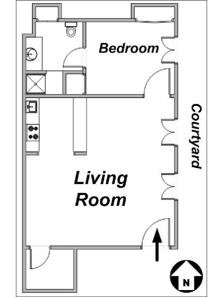 Parigi 1 Camera da letto appartamento - piantina approssimativa dell' appartamento  (PA-3228)