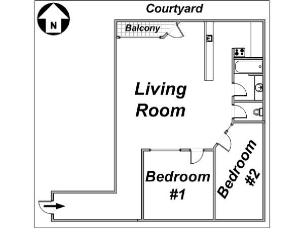 Paris 2 Bedroom accommodation - layout Paris 2 Bedroom accommodation - layout
