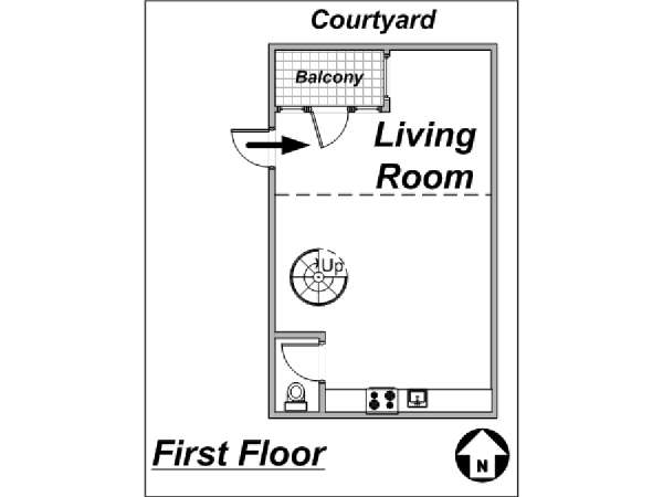 Paris 1 Bedroom - Duplex accommodation - layout 1 (PA-3234)