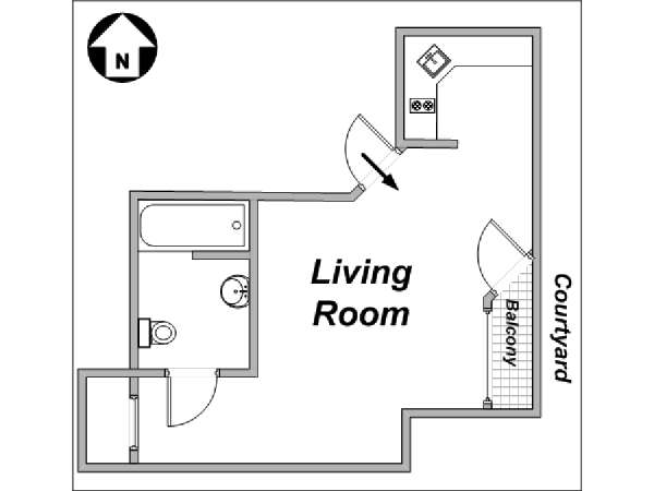 Paris Studio/T1 logements location appartements - plan schématique (PA-3235) Paris Studio/T1 logements location appartements - plan schématique (PA-3235)