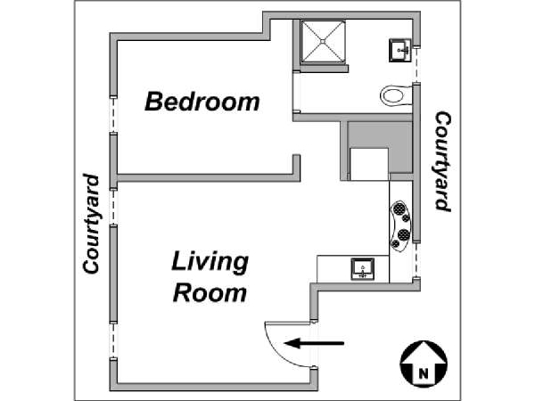 Paris 1 Bedroom apartment - apartment layout  (PA-3242)
