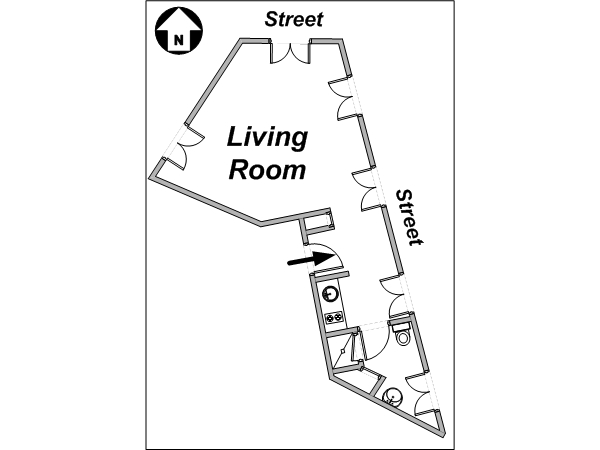 Paris Studio accommodation - layout  (PA-3253)