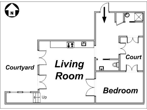 Parigi 1 Camera da letto appartamento - piantina approssimativa dell' appartamento  (PA-3254)