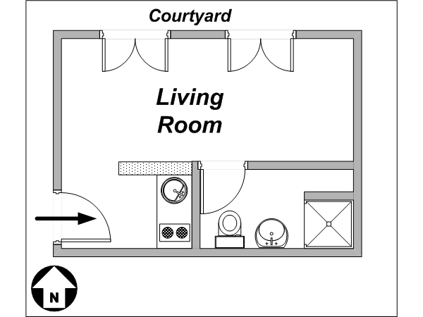 Paris Studio/T1 appartements location vacances - plan sch&eacute;matique 