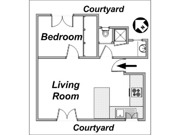 Par&iacute;s 1 Dormitorio apartamento - esquema  (PA-3269)