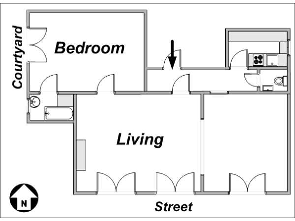 Paris 1 Bedroom accommodation - layout 
