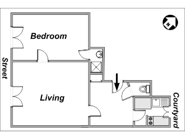 Paris 1 Bedroom apartment - layout  (PA-3279)