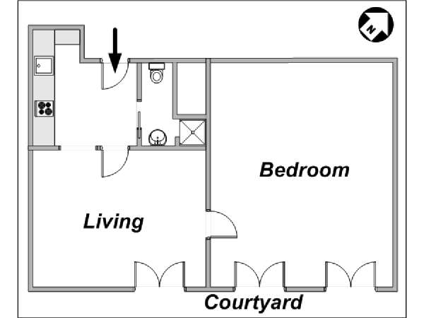 Paris T2 appartements location vacances - plan schématique Paris T2 appartements location vacances - plan schématique