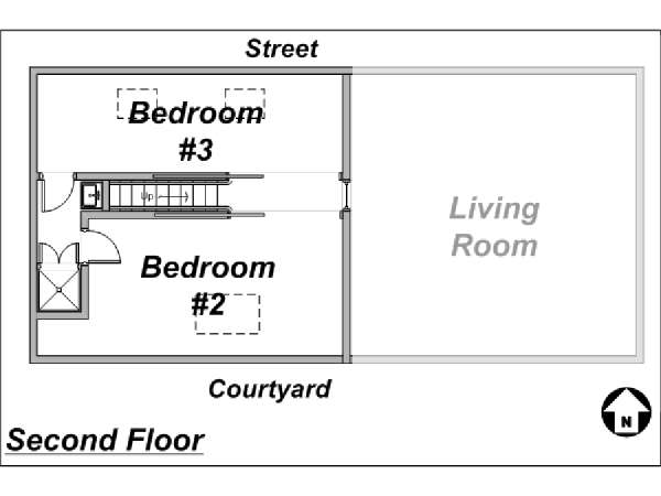 Par&iacute;s 3 Dormitorios - Loft - D&uacute;plex alojamiento - esquema 1 (PA-3303)