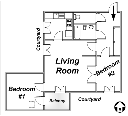 Paris 2 Bedroom apartment - layout Paris 2 Bedroom apartment - layout